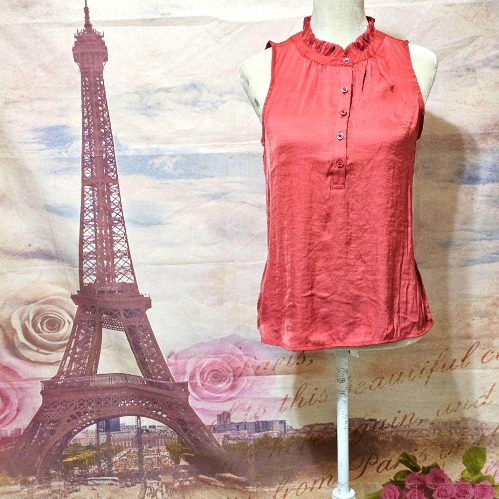 Simply Vera Vera Wang Pink Ruffled Sleeveless Blouse Sz XS